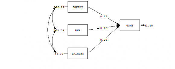Figure 4: Constrained model of path analysis for the full sample