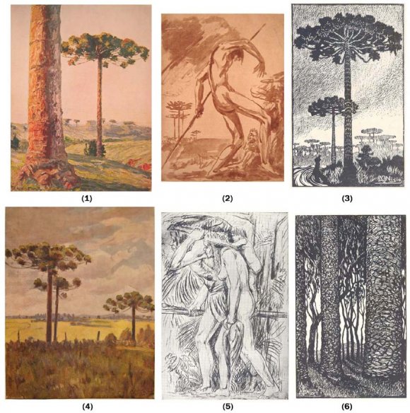 Fig. 3: Text in Shape of PinionRegarding the editorial issue, the magazine relied on the collaboration of artists and intellectuals from Paraná. The artists were in charge of illustrating the texts or simply promoting their works, when these were reproduced as the main theme. This condition provided by the magazine was only possible because this period was marked by technical reproducibility, which even causing the loss of the "aura" of the work of art, that is, of its status as an original work, at the same time it increased the number of occasions in which it could be exhibited (BENJAMIN, 2013). Below are some examples of works reproduced in the periodical (figure4):