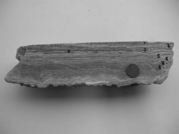 1975): 1000 ln dc-w = 2.78 *10 6 T 2 (K 2 ) *2.89 Where dc-w = (1000 + ? 18 Oc) / (1000 + ? 18 Ow) and ? 18 Oc and ? 18 Ow are the ? 18 O values of calcite and water, respectively and K is the equilibrium constant. Dorale et al. (1998) calculated temperatures of deposition of speleothems from their ? 18 O values using the following equation ? 18 Oc = (0.695T + 986.4)exp[2780/(273.15 + T) 2 ] -0.00289 -1000 where T is in °C.