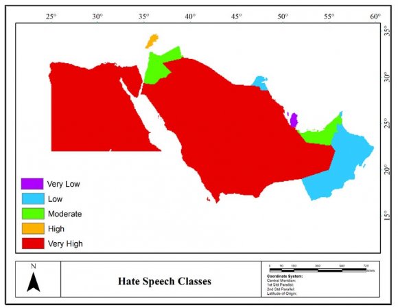 Figure 3: Distribution of negative impact of hate speech words in the study area