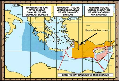 Figure 7 : The EEZs of Cyprus Republic according to UNCLOS provisions (EEZ delimitation agreements have been reached between Cyprus and Israel, Egypt and Lebanon respectively)