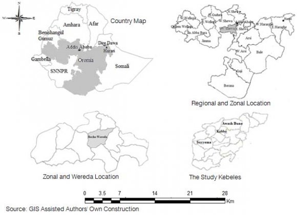 Figure 2 : Location of the Study Area in Central Oromia, Ethiopia