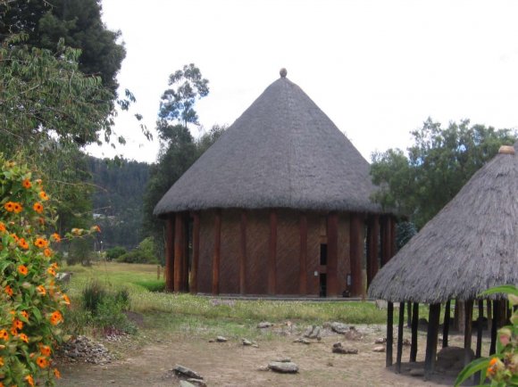 Figure 2: Photo of El Infiernito Observatory looking north showing two rows of stone columns mostly reconstructed by Eliécer Silva Celis in 1981