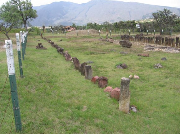 Figure 8: Forested areas looking northeast surrounding the leveled hill for the terrace platform-water temple (center), adjacent stream channels, and the Quebrada San Agustín