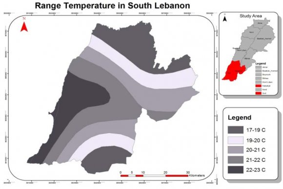 Figure 2: Temperature range Map