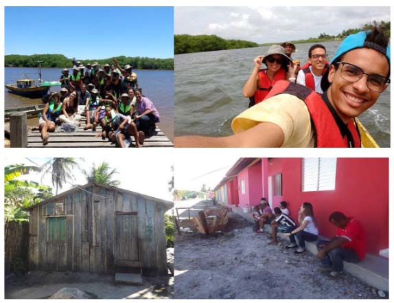 Figure 4: Participants in actions to train fisherfolk (a), evaluation of environmental characteristics for the development of community-based tourism projects (b) and follow-up of the project to build houses for people fishing (d).
