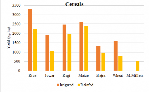 Figure 8: Trends in food grain production in Karnataka and India