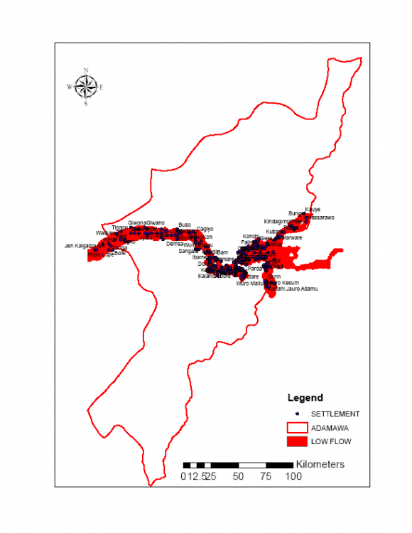 Fig.8 : Benue River Network in Adamawa area (Source: Authors)