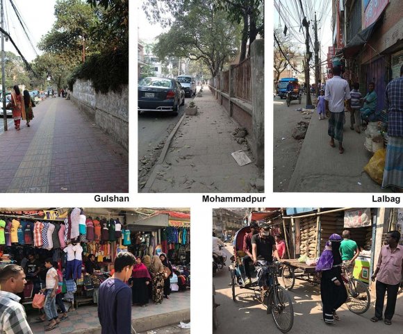 Figure 3: Conditions of streets and pavements in Gulshan, Mohammadpur, and Lalbag