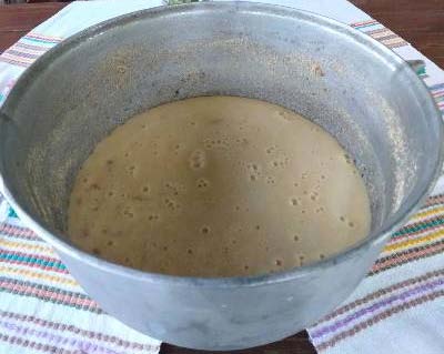 Figure 2: Prepared cauldron with white dough for baba neagra