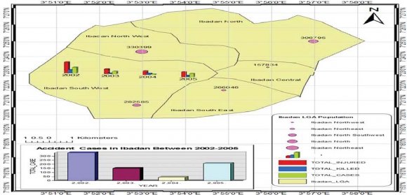 Figure 1b : Integrated Map of Ibadan Metropolis without Road Network. Source: GPS Map prepared and integrated with other data by the authors
