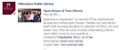 Figure 9 : Omaha Public Library, new items Most of the libraries were using Facebook for the announcement of books, movies shown, videos, films, DVDs, etc. Examples are shown in Figures 10 to 12.