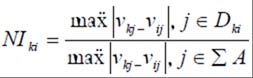 EJ = ?K ? [pij li pij] n i=1 , ? j Example: E 3 = ?0.721[0.318 × ln 0.318 + 0.227 × ln 0.227 + 0.318 × ln 0.318 + 0.136 × ln 0.136 ] = 0.963 Relation 5 : ?? ??=????? ?? d 3 = 1 -0 .963 = 0