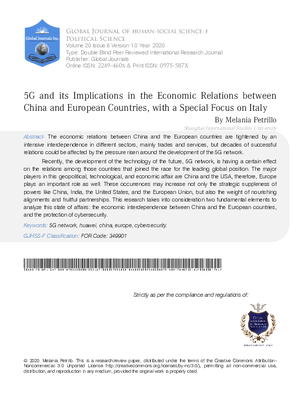 5G and its Implications in the Economic Relations between China and European Countries, with a Special Focus on Italy