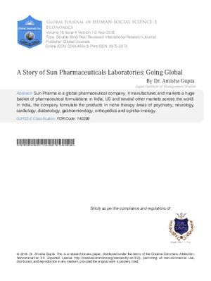 A Story of Sun Pharmaceuticals Laboratories: Going Global