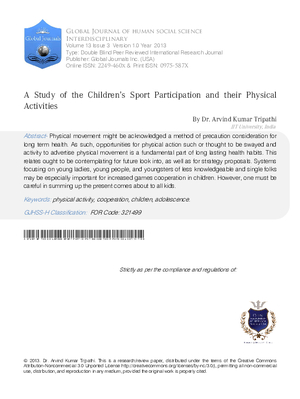 A Study of the Childrenas Sport Participation and their Physical Activities