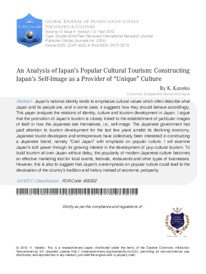An Analysis of Japanas Popular Cultural Tourism: Constructing Japanas Self-Image as a Provider of aoUniquea Culture