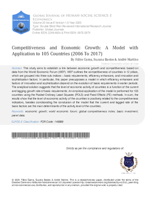 Competitiveness and Economic Growth: A Model with Application to 105 Countries (2006 to 2017)