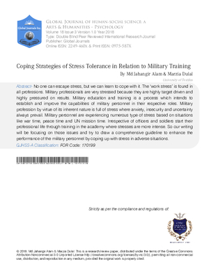 Coping Strategies of Stress Tolerance in Relation to Military Training