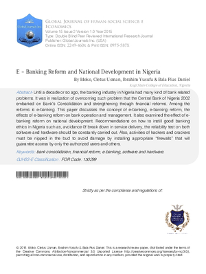E a Banking Reform and National Development in Nigeria