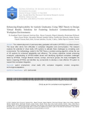 Enhancing Employability for Autistic Graduates: Using TRIZ Theory to Design Virtual Reality Solutions for Fostering Inclusive Communications in Workplace Environments