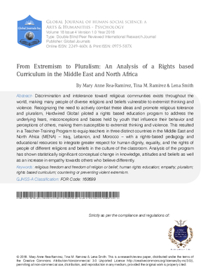 From Extremism to Pluralism: An Analysis of a Rights Based Curriculum in the Middle East  and North Africa