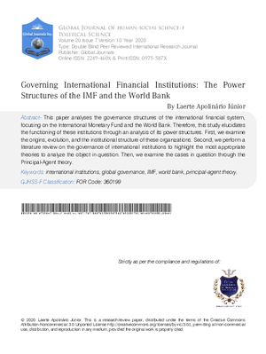 Governing International Financial Institutions: the power structures of the IMF and the World Bank