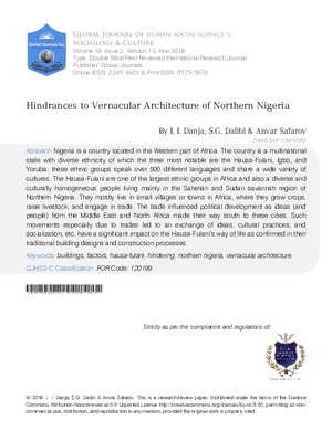 Hindrances to Vernacular Architecture of Northern Nigeria