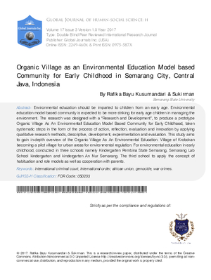 Organic Village as an Environmental Education Model Based Community for Early Childhood in Semarang City, Central Java, Indonesia