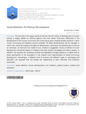 Social Relations for Human Development