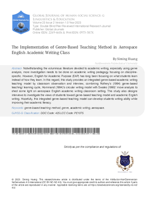 The Implementation of Genre-Based Teaching Method in Aerospace English Academic Writing  Class