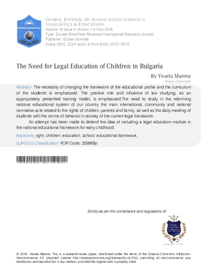 The Need for Legal Education of Children in Bulgaria