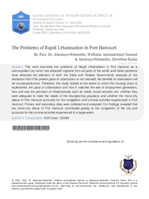 The Problems of Rapid Urbanisation in Port Harcourt