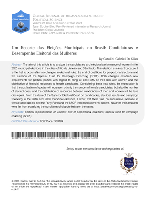 Um Recorte Das Eleições Municipais No Brasil: Candidaturas E Desempenho Eleitoral Das Mulheres