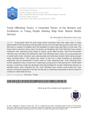 Youth Offending Teams: A Grounded Theory of the Barriers and Facilitators to Young  People Seeking Help from Mental Health Services