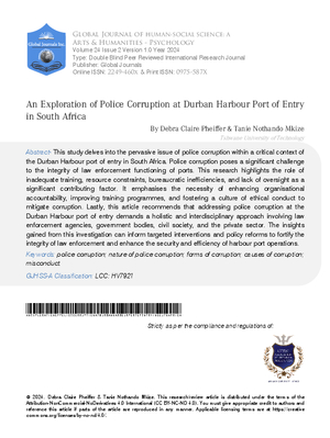 An Exploration of Police Corruption at Durban Harbour Port of Entry in South Africa