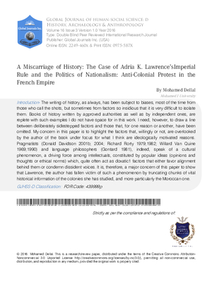 A Miscarriage of History: The Case of Adria K. Lawrenceas Imperial Rule and the Politics of Nationalism: Anti-Colonial Protest in the French Empire
