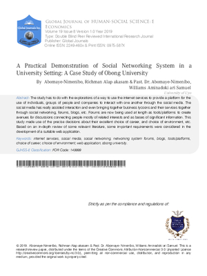 A Practical Demonstration of Social Networking System in a University Setting: A Case Study of Obong University