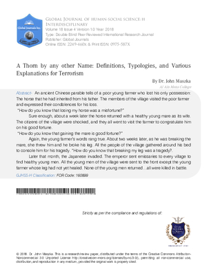 A Thorn by Any Other Name: Definitions, Typologies, and Various Explanations for Terrorism