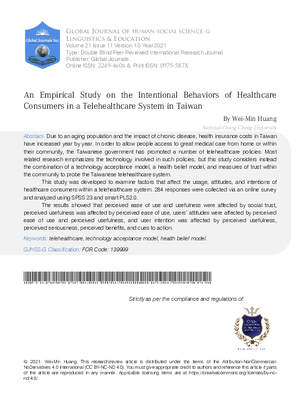 An Empirical Study on the Intentional Behaviors of Healthcare Consumers in a Telehealthcare System in Taiwan