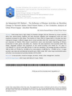 An Integrated GIS Method – The Influence of Human Activities on Shoreline Change in Western Indian Small Island States: A Two Centuries Analysis of Urban West Unguja -  Zanzibar Shoreline