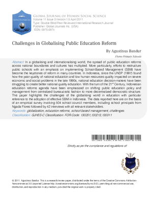 CHALLENGES IN GLOBALISING PUBLIC EDUCATION REFORM: Research-Based Evidence from Flores Primary Schools