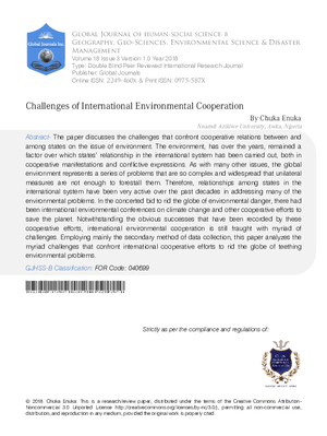 Challenges of International Environmental Cooperation