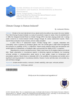 Climate Change is Human Induced?