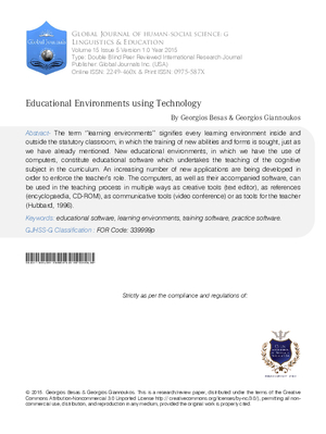 Educational Environments using Technology