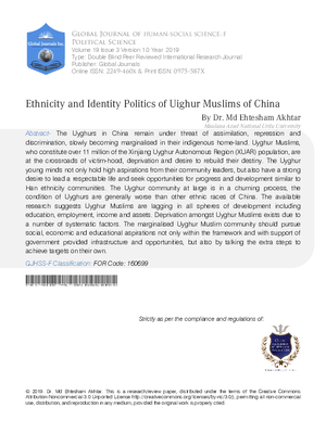 Ethnicity and Identity Politics of Uighur Muslims of China