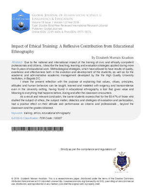 Impact of Ethical Training: A Reflexive Contribution from Educational Ethnography