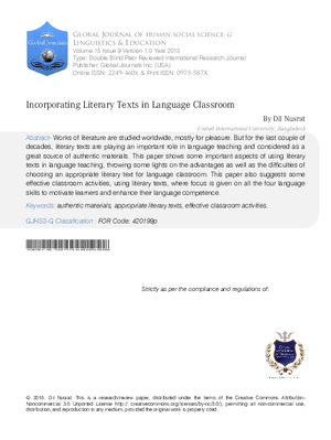 Incorporating Literary texts in Language Classroom