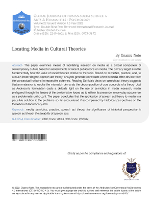 Locating Media in Cultural Theories