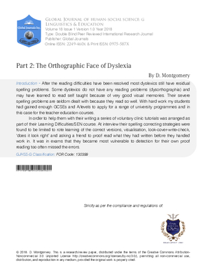 Part 2. The Orthographic Face of Dyslexia